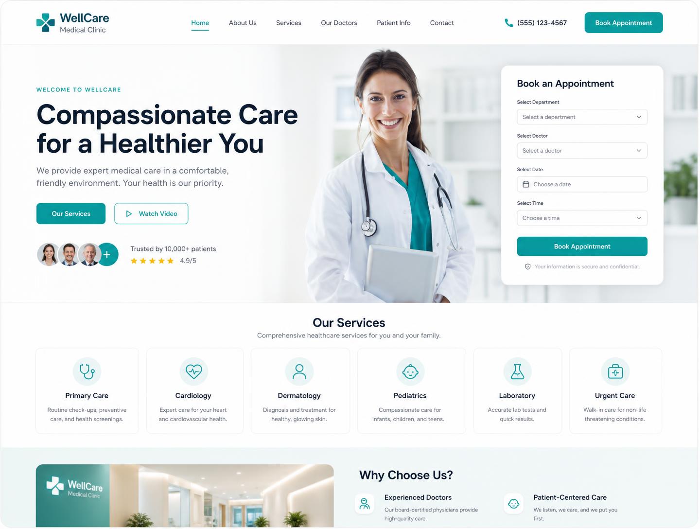 Modern Medical Clinic website concept design by Aria Studios