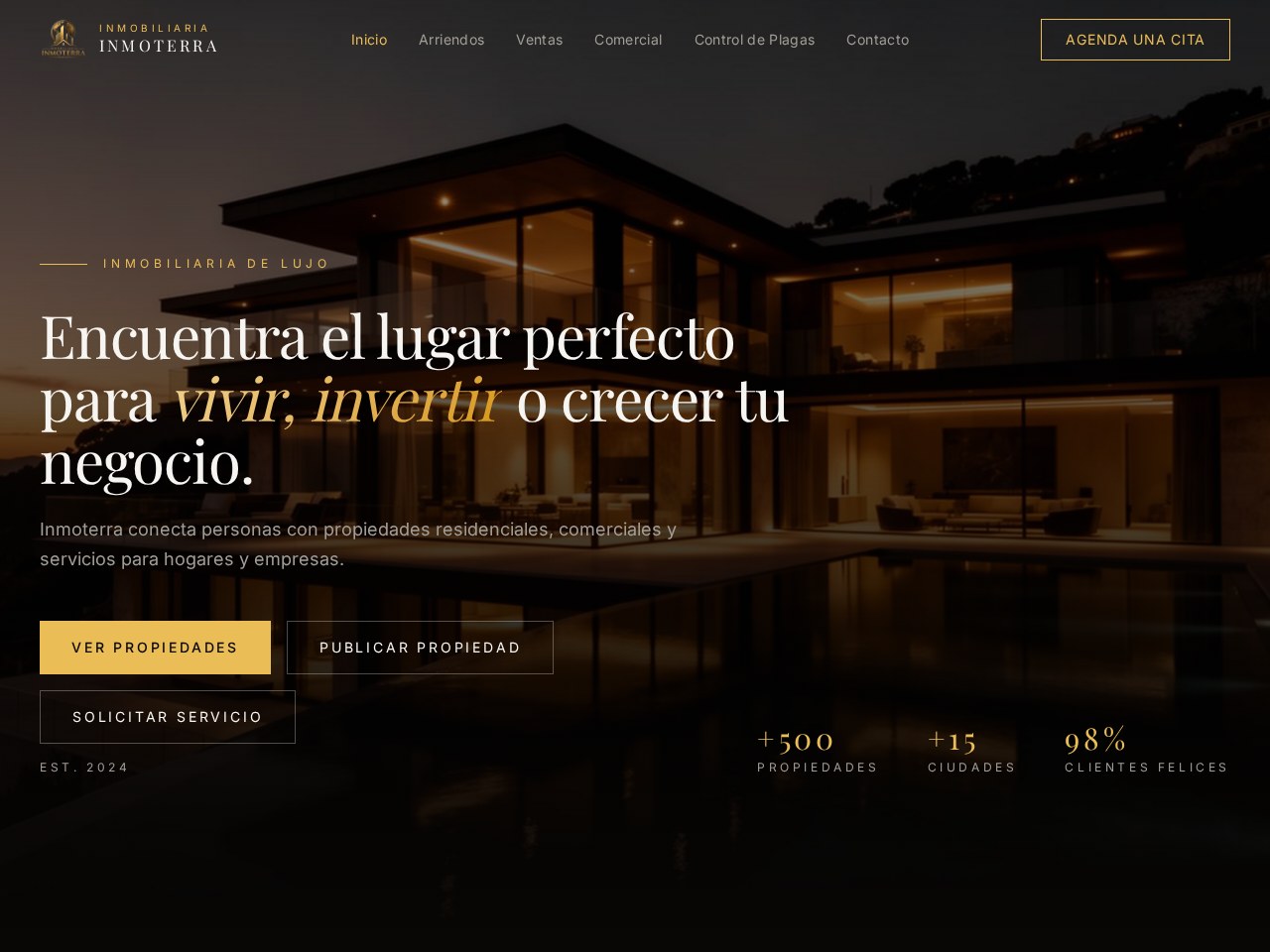Inmobiliaria Inmoterra website designed by Aria Studios